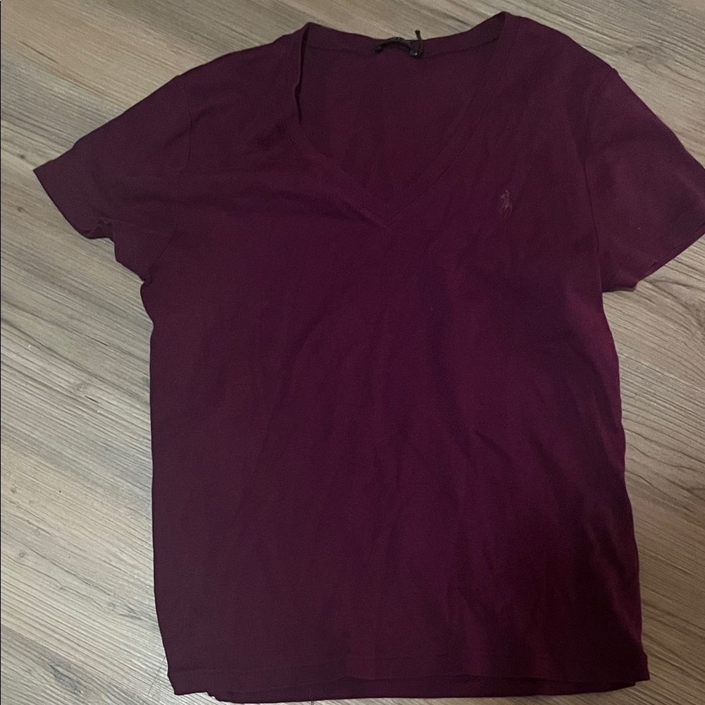 Polo Ralph Lauren Rich Burgundy V-Neck Tee size large